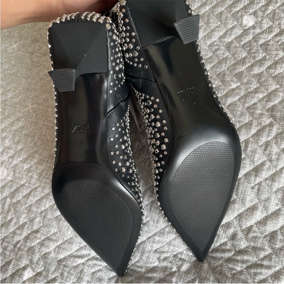 ZARA STUDDED HIGH HEEL ANKLE BOOTS size 6.5 - Picture 8 of 13